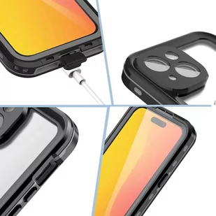 Etui do iPhone 15 wodoodporne Mag Safe Case pancerne wodoszczelne obudowa czarno-szare - Etui i futerały do telefonów - miniaturka - grafika 4