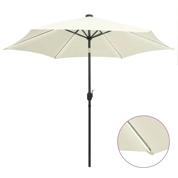 Parasol ogrodowy UV 300x240 cm piaskowa biel z taśmą LED