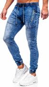 Spodnie męskie - Granatowe spodnie jeansowe joggery męskie Denley E7756 - miniaturka - grafika 1