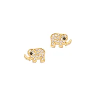 Biżuteria dla dzieci - Srebrne Pozłacane Kolczyki 925 Słonik białe cyrkonie - miniaturka - grafika 1
