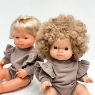 Domki dla lalek - Kombinezon Z Falbanką Dla Minikane 34Cm, Miniland 38Cm Z Falbanką, Kakao - miniaturka - grafika 1