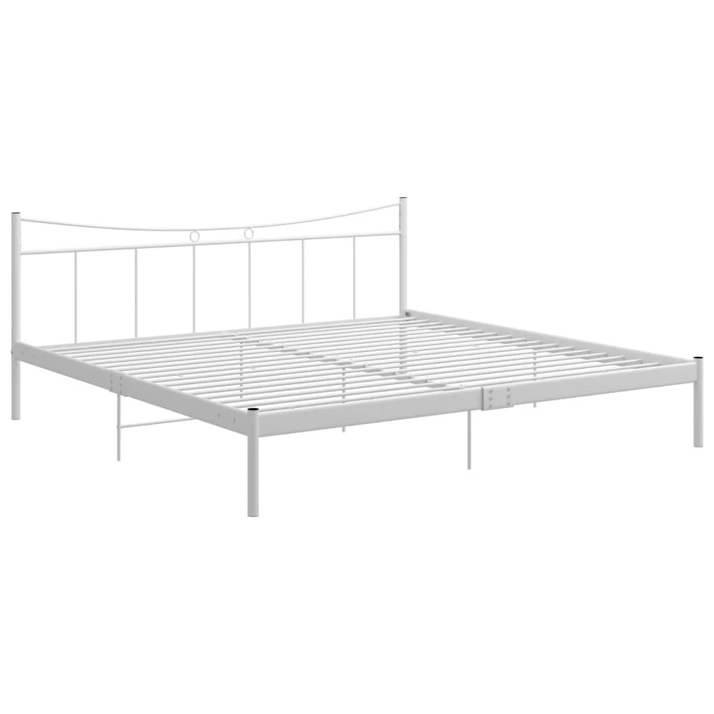 vidaXL Lumarko Rama łóżka, biała, metal i sklejka, 200 x 200 cm 324811