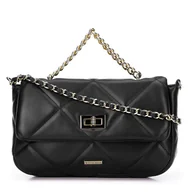 Torebki damskie - Damska torebka pikowana w kwadraty na łańcuszku mała czarno-złota - miniaturka - grafika 1