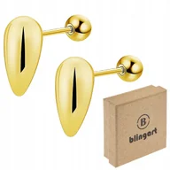 Kolczyki - BLINGART Kolczyki damskie pozłacane KROPELKI łezki drobne STAL - miniaturka - grafika 1