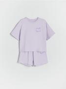 Koszulki dla dziewczynek - Reserved - Dwuczęściowy komplet dresowy - lawendowy - miniaturka - grafika 1