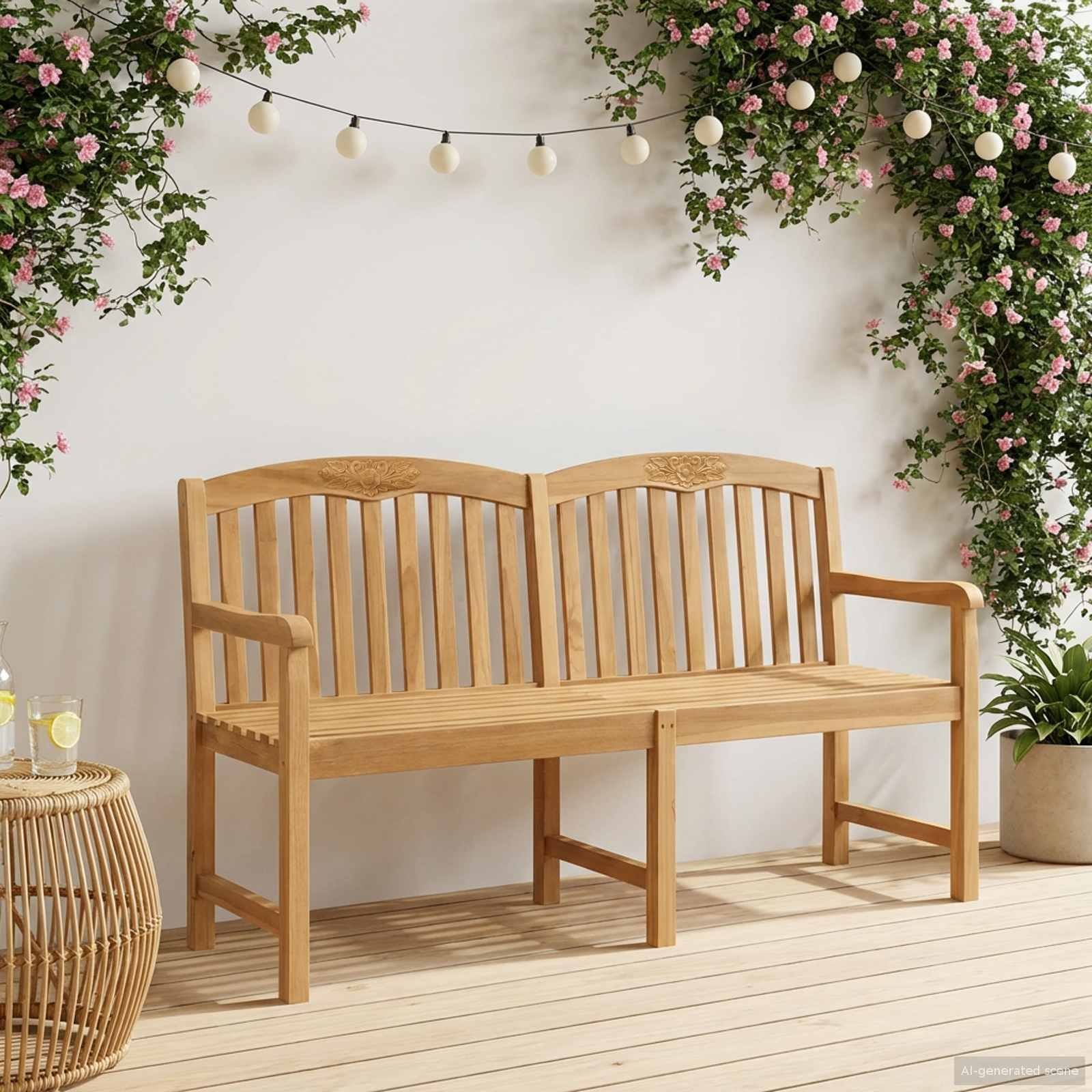 vidaXL Ręcznie rzeźbiona ławka różana naturalny 179,5 x 61 x 90 cm