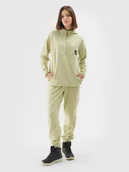 Spodnie sportowe damskie - 4F Spodnie dresowe polarowe damskie - khaki XS - miniaturka - grafika 1