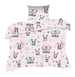 Extrapościel Pościel bawełniana 100x135 669K pandy różówa kolorowa Kids 24 z poszewką 40x60 - Pościel dla dzieci Extrapościel Pościel bawełniana 100x135 669K pandy różówa kolorowa Kids 24 z poszewką 40x60 - Pościel dla dzieci - miniaturka - grafika 1