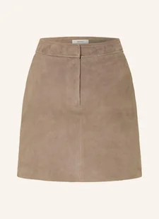 Selected Femme Spódnica Skórzana beige - Spódnice - miniaturka - grafika 1