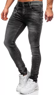Spodnie męskie - Czarne jeansowe spodnie męskie regular fit Denley 60021W0 - grafika 1