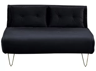 Sofa welurowa rozkładana 2-osobowa czarna VESTFOLD - Sofy i kanapy - miniaturka - grafika 1