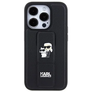 Etui Karl Lagerfeld KLHCP13XGSAKCPK Apple iPhone 13 Pro Max hardcase Gripstand Saffiano Karl&Choupette Pins czarny/black - Etui i futerały do telefonów - miniaturka - grafika 4