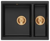 Zlewozmywaki - QUADRON Zlewozmywak 55,5x46 LOGAN 150 czarny mat, elementy miedziane HCQL5646U7-C1_I - miniaturka - grafika 1