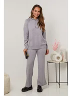 Swetry damskie - Soft Cashmere 2-częściowy zestaw w kolorze szarym - miniaturka - grafika 1