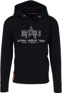 Bluzy męskie - ALPHA INDUSTRIES BASIC HOODY EMBROIDERY Męska bluza z kapturem, Rozmiar:S, Alpha Industries Kolory:Czarny/Biały - miniaturka - grafika 1