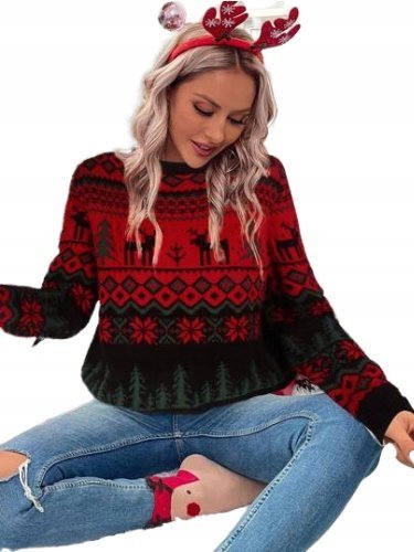 SHEIN SWETER DAMSKI Z DŁUGIM RĘKAWEM WZÓR 38 ŁŁH