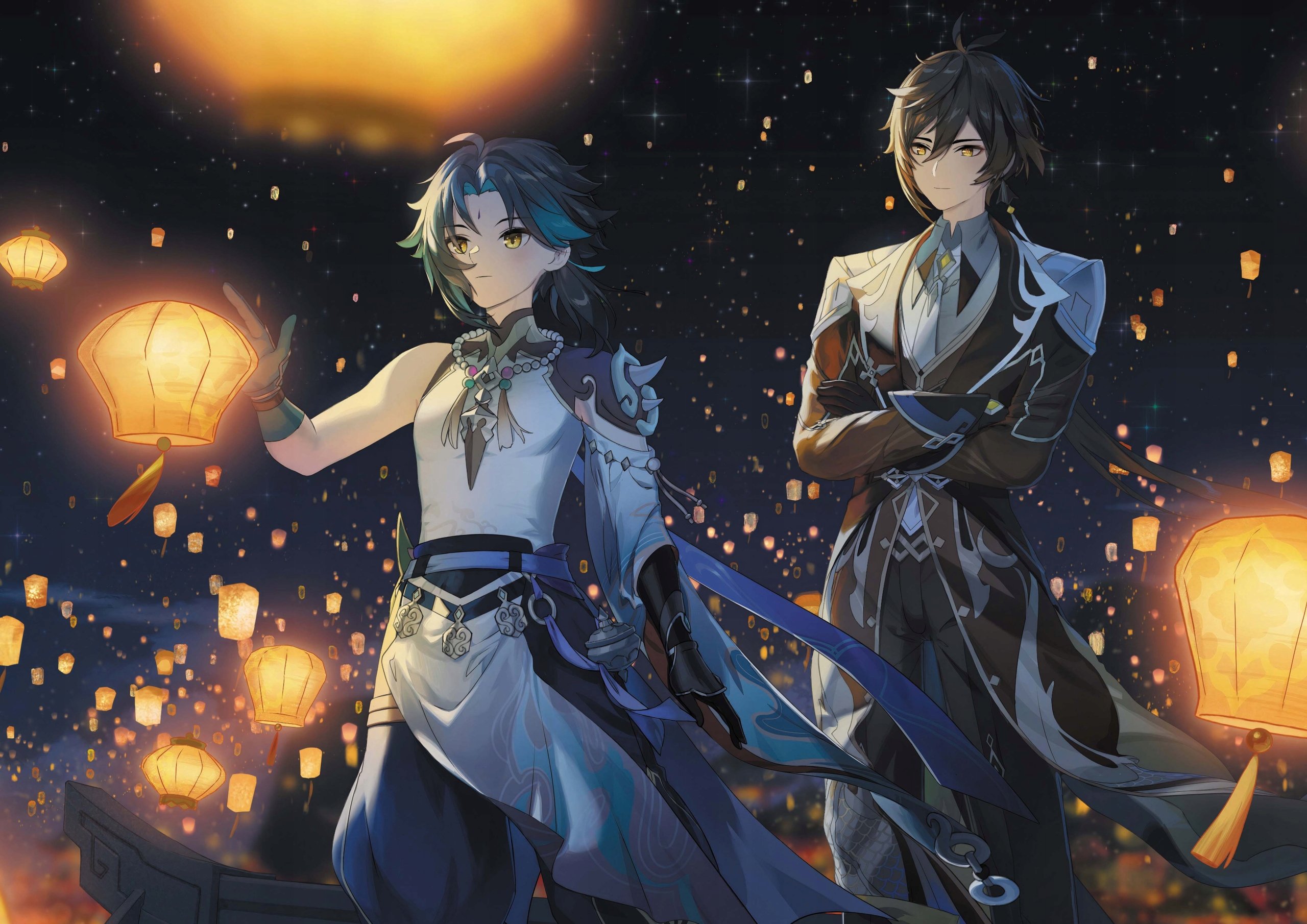 Plakat A1 Genshin Impact Zhongli i Xiao