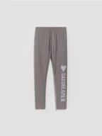 Spodnie i spodenki dla dziewczynek - Reserved - Legginsy z napisem - ciemnoszary - miniaturka - grafika 1