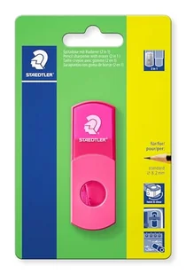 Staedtler 511SEF20BK puszka z gumką, neonowo-różowa, bez ftalanów i lateksu, do długopisów w standardowym formacie, możliwość ponownego zamknięcia, temperówka 2 w 1 w blistrze - Temperówki - miniaturka - grafika 1