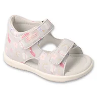 Buty dla dziewczynek - Befado sandałki dziecięce 170P115 skórzana wkładka szare - miniaturka - grafika 1