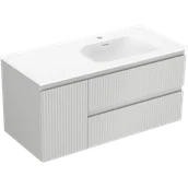Szafki łazienkowe - Mexen Rivel szafka łazienkowa 100 cm z umywalką Vela prawą, 2S, 1D, ryflowana, szara/biała mat - 91A23-10047-3-BBFFF62-W23P01 - miniaturka - grafika 1