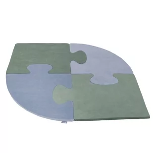 KiddyMoon Piankowe Puzzle do zabawy VELVET Owal zieleń lasu-błękit lodu 4 Zabawka mata - Maty edukacyjne - miniaturka - grafika 1