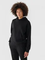 Bluzy damskie - Damska bluza dresowa nierozpinana z kapturem Outhorn OTHWAW24TSWSF1681 - czarna - miniaturka - grafika 1