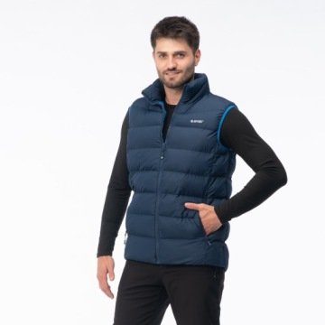 Kamizelka pikowana męska Hi-tec Sanis granatowa 100% poliester odblaski XXL