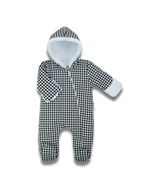 Kombinezony dla dzieci - Niemowlęcy kombinezon dresowy z luną w pepitkę biały Nicol,r.68 - miniaturka - grafika 1