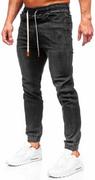 Spodnie męskie - Czarne spodnie jeansowe joggery męskie Denley 9070 - miniaturka - grafika 1