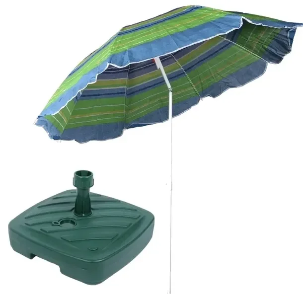 Duży Łamany Parasol Plażowy Ogrodowy Przeciwsłoneczny 180 Cm + Podstawa