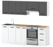 Meble kuchenne - Meble Kuchenne Biało Szare Nowoczesne Zestaw Mebli Kuchennych Mokka 2.4m - miniaturka - grafika 1