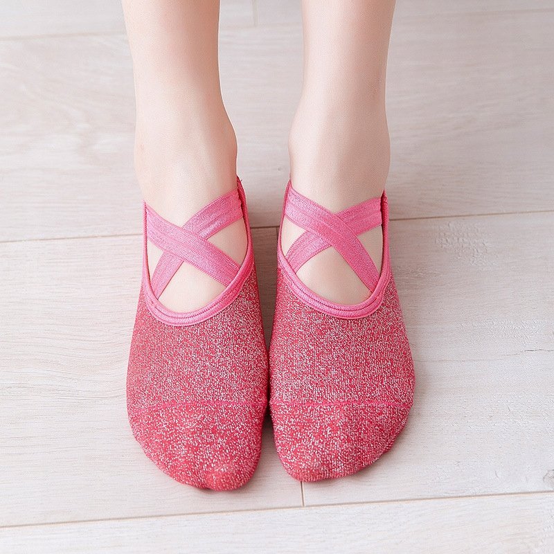 Skarpetki antypoślizgowe do jogi pilates gimnastyka mieniące się róż