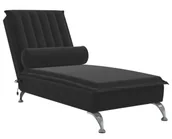 Szezlongi - Aksamitny czarny szezlong z masującą poduszką H4-F43 - miniaturka - grafika 1