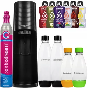 Zestaw Saturator SodaStream Terra Black 2 butelki + PET 0,5 L zielona+pomarańczowa Dwupak+bolero - Saturatory - miniaturka - grafika 1