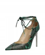 Czółenka - GUESS ZIELONE CZÓŁENKA W WZÓR SKÓRY WĘŻA Z WIĄZANIEM 38 GPB - miniaturka - grafika 1