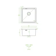 Zlewozmywaki - Laveo Aden Zlewozmywak stalowy jednokomorowy 44x44 cm grafit SLA_510P - miniaturka - grafika 1