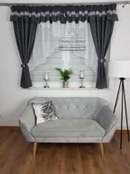Firany - Firana gotowa z zasłonami i lambrekinem- szara, nowoczesne firanki do kuchni - miniaturka - grafika 1