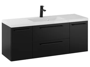 Szafka Wisząca Z Umywalką RON 120 cm D - Czarny Mat - Uchwyty Czarne Matowe - Szafki łazienkowe - miniaturka - grafika 1