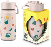 Bidony dla dzieci - Brosky Różowa butelka na wodę dla dzieci z wróżkami i księżniczkami 450ml - miniaturka - grafika 1