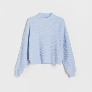 Swetry damskie - Reserved - Sweter ze stójką - Niebieski - grafika 1