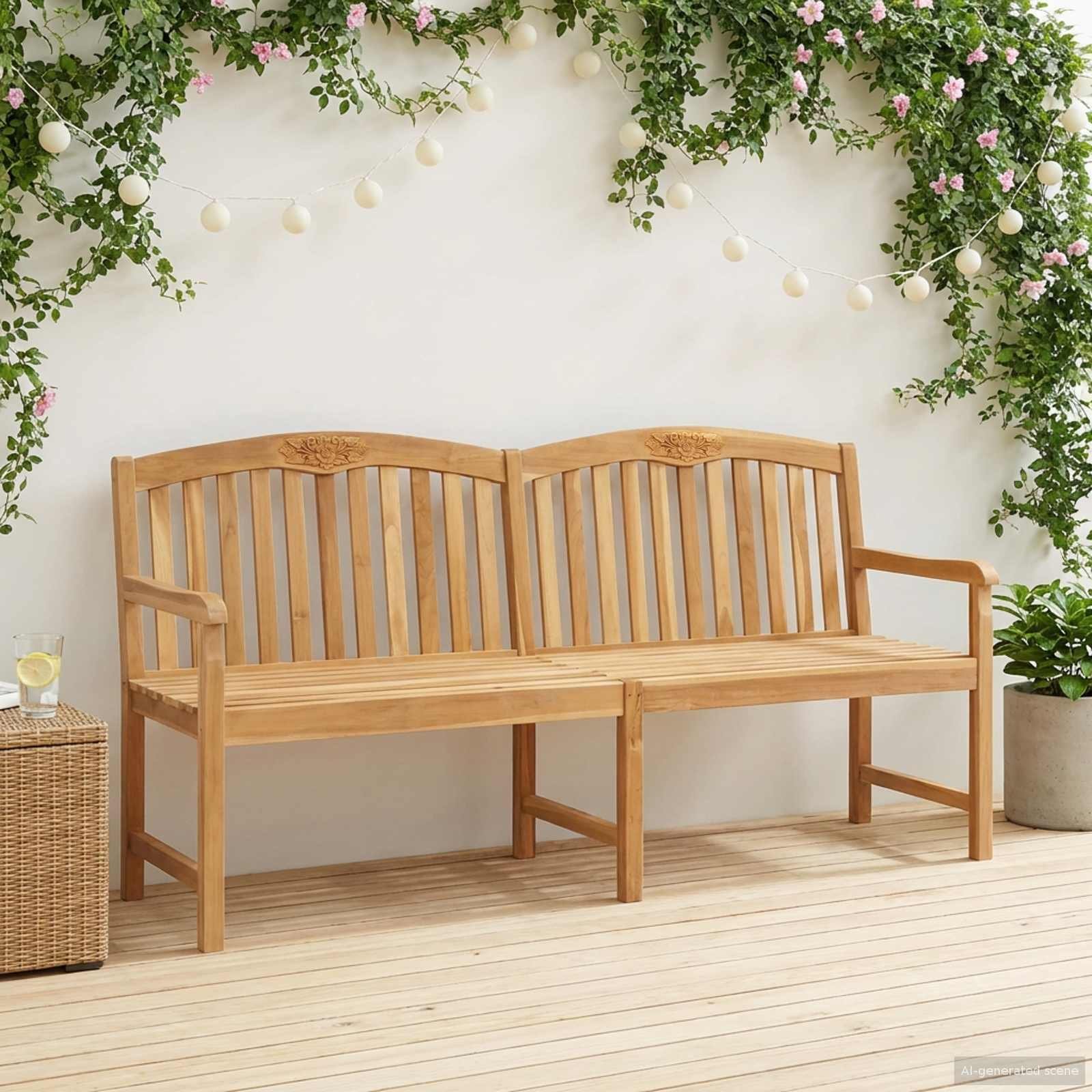 vidaXL Ręcznie rzeźbiona ławka różana naturalny 150 x 60 x 90 cm