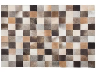 Beliani Dywan brązowo-beżowo-szary skórzany 200x300 cm SOKE - Dywany - miniaturka - grafika 1