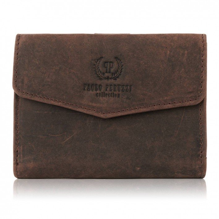 Portfel Młodzieżowy Ze Skóry Vintage Rfid Paolo Peruzzi T-35-Br
