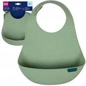 Śliniaki i fartuszki - LOVI ŚLINIAK SILIKONOWY Z KIESZONKĄ REGULOWANY KIESZEŃ PISTACHIO ZIELONY 6M - miniaturka - grafika 1