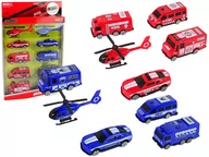Samochody i pojazdy dla dzieci - Zestaw 10 Resoraków Pojazdy Ratownicze Policja, Straż - miniaturka - grafika 1
