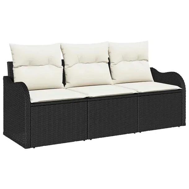 Zestaw 2 Sof Modularnych z Polirattanu Czarny 60cm