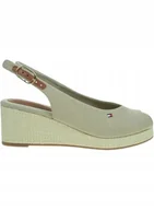 Espadryle damskie - TOMMY HILFIGER BEŻOWE ESPADRYLE NA KOTURNIE ZE SKÓRĄ NATURALNĄ 36 TLA - miniaturka - grafika 1