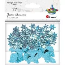 Cekiny kwiaty + naklejki mix błekitne 12szt - Zabawki kreatywne - miniaturka - grafika 1