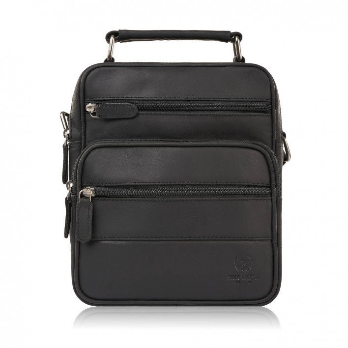 Saszetka Męska Na Ramię Skórzana Vintage Do Pracy Praktyczna Czarna Paolo Peruzzi T-128-Hbl